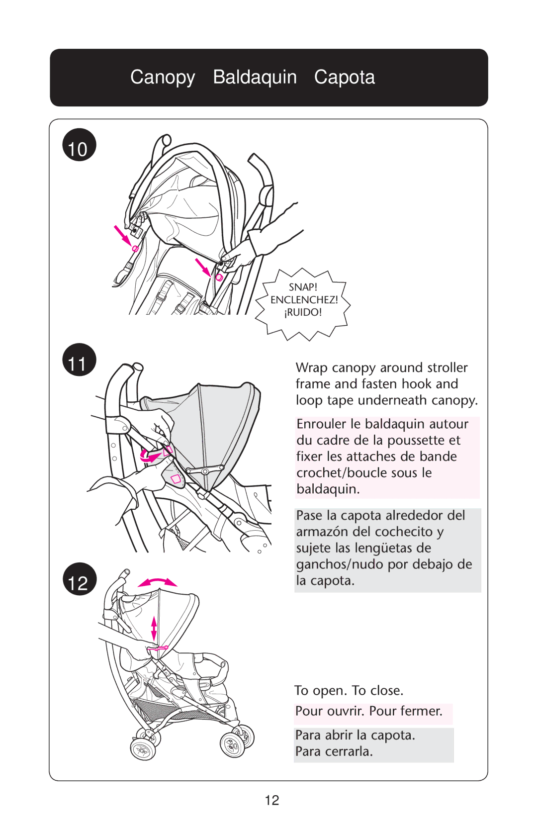 Graco PD162498A owner manual Canopy Baldaquin Capota 