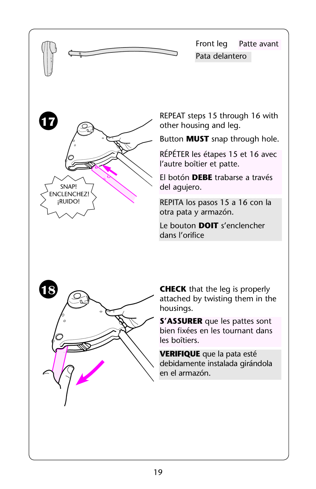 Graco PD162824A owner manual Snap Enclenchez ¡RUIDO 