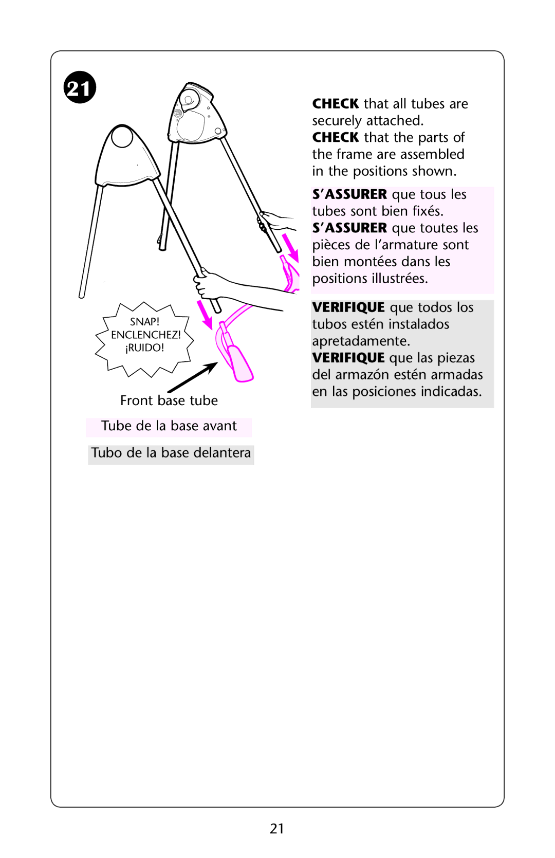 Graco PD162824A owner manual Snap Enclenchez ¡RUIDO 