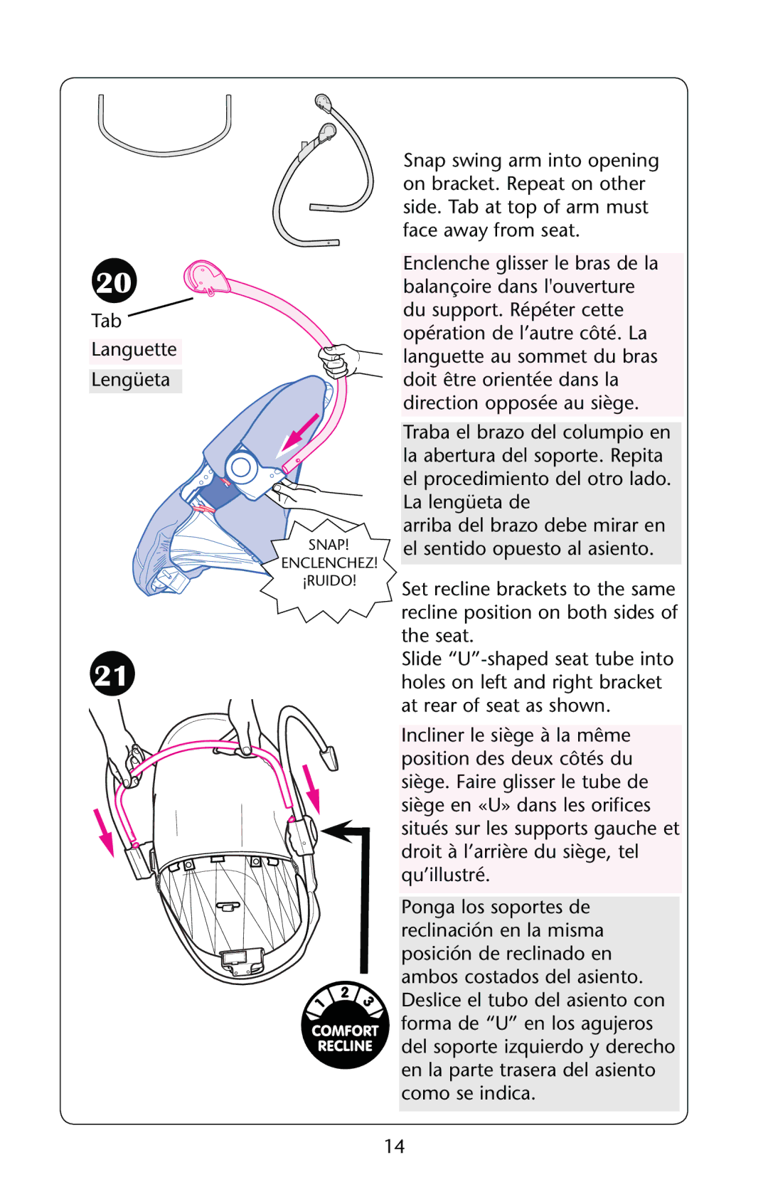 Graco PD162884A owner manual Tab Languette Lengüeta 