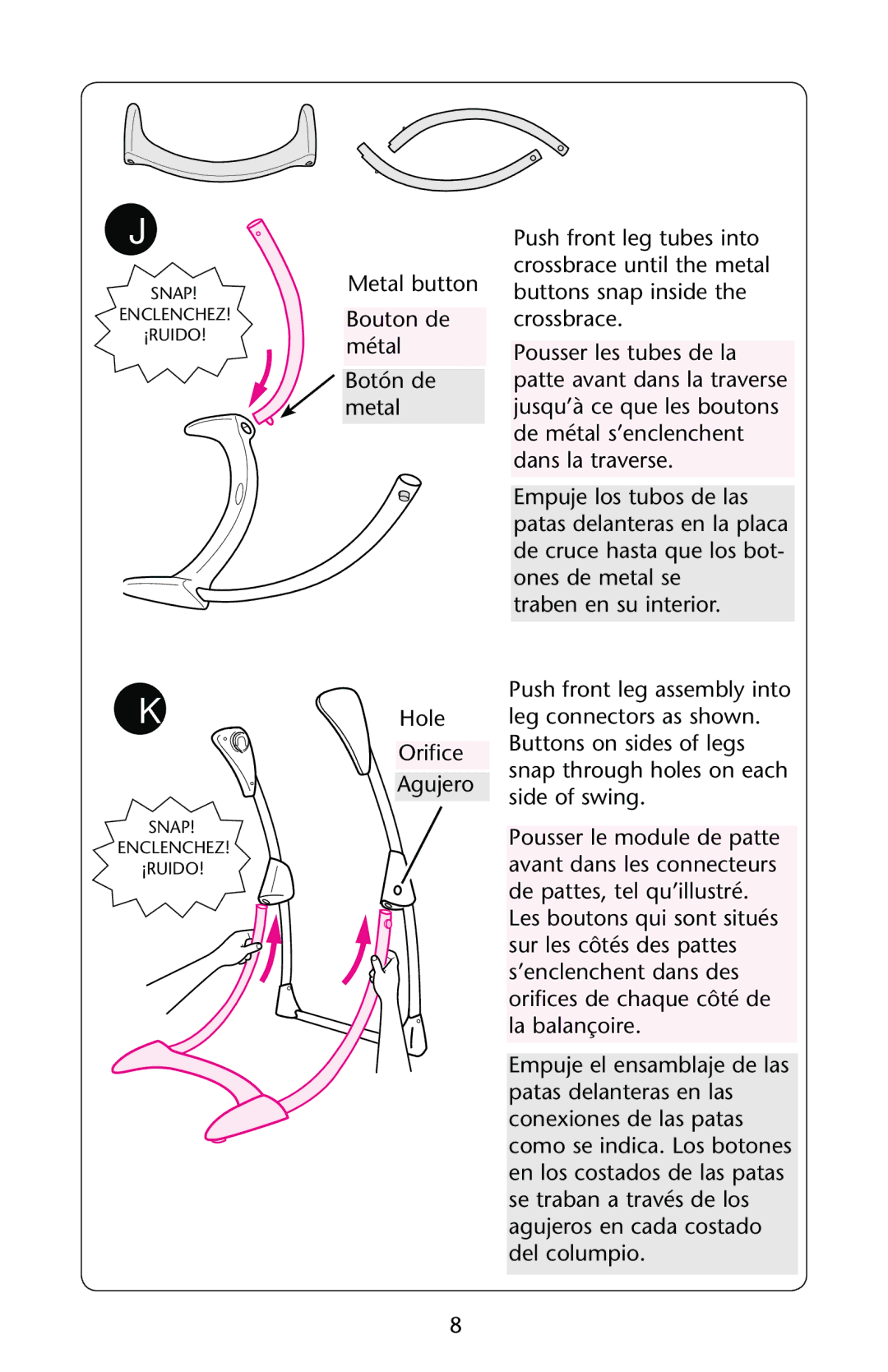 Graco PD162884A owner manual Snap Enclenchez ¡RUIDO 