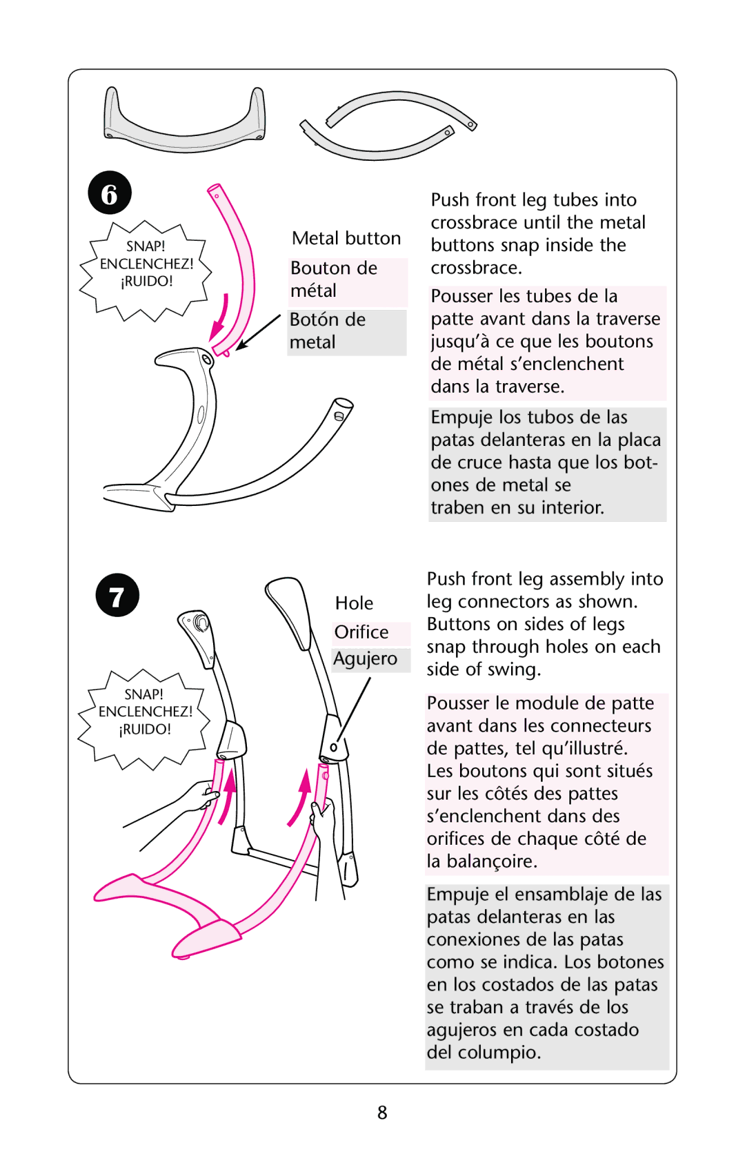 Graco PD162884B 1/11 owner manual Snap Enclenchez ¡RUIDO 