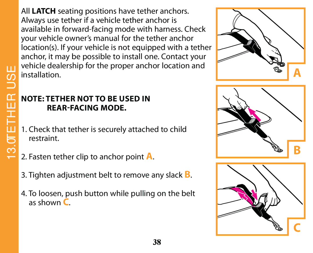 Graco PD163434A owner manual Tether USE 