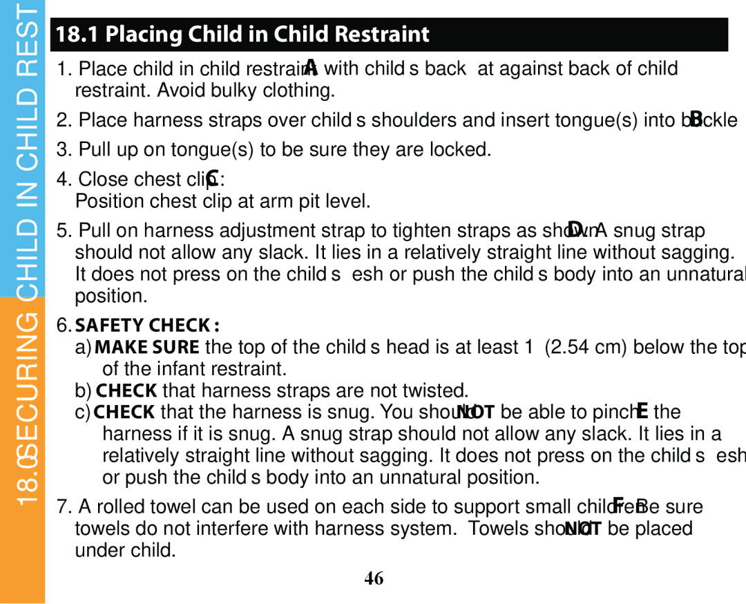 Graco PD163434A owner manual Placing Child in Child Restraint, Safety Check 