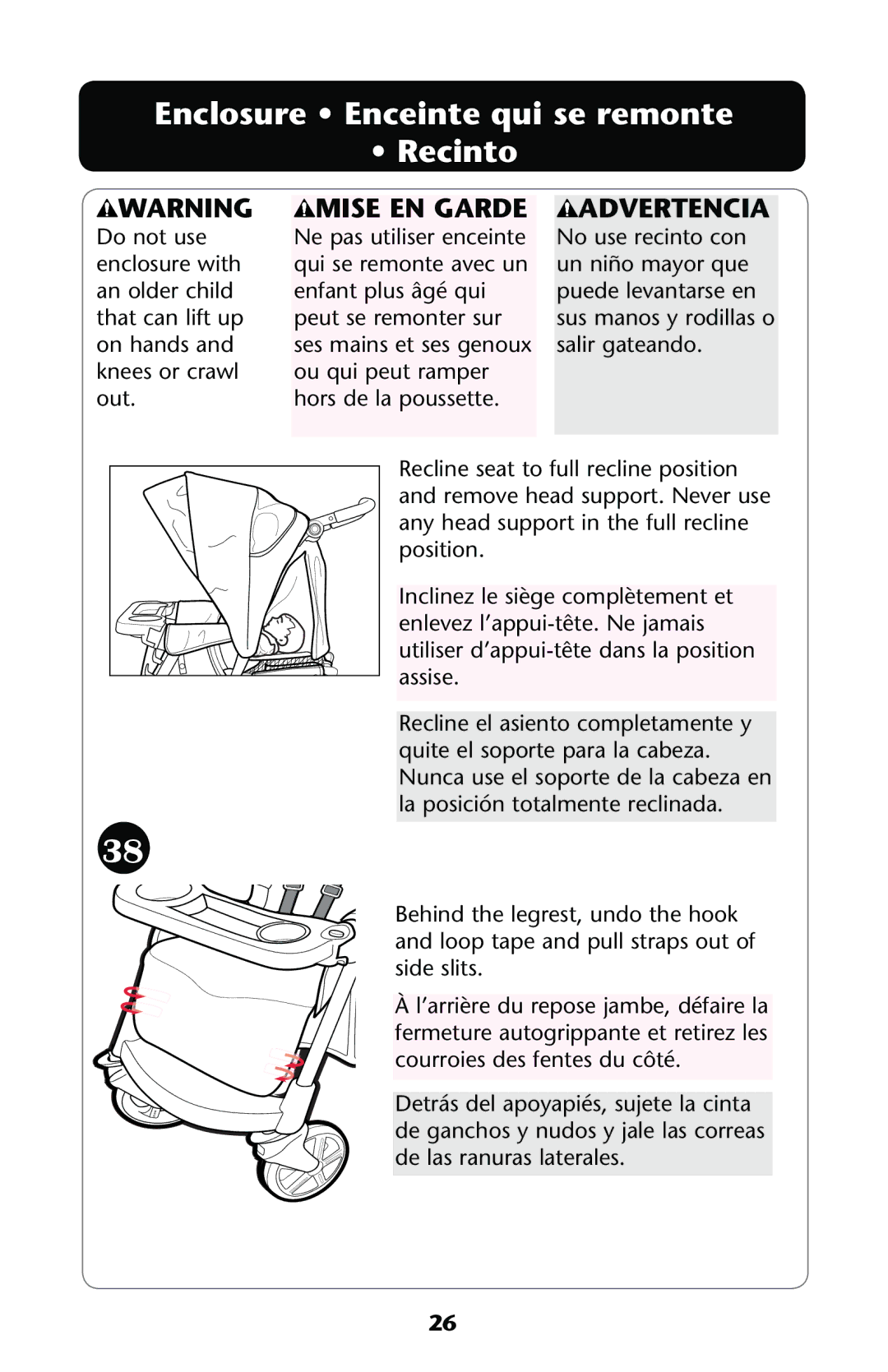 Graco PD167532A owner manual Enclosure Enceinte qui se remonte Recinto 