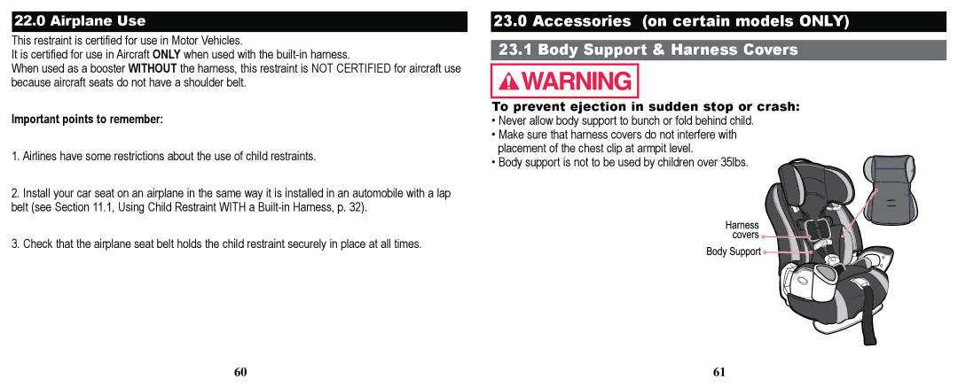 Graco PD169096A owner manual Important points to remember, To prevent ejection in sudden stop or crash 