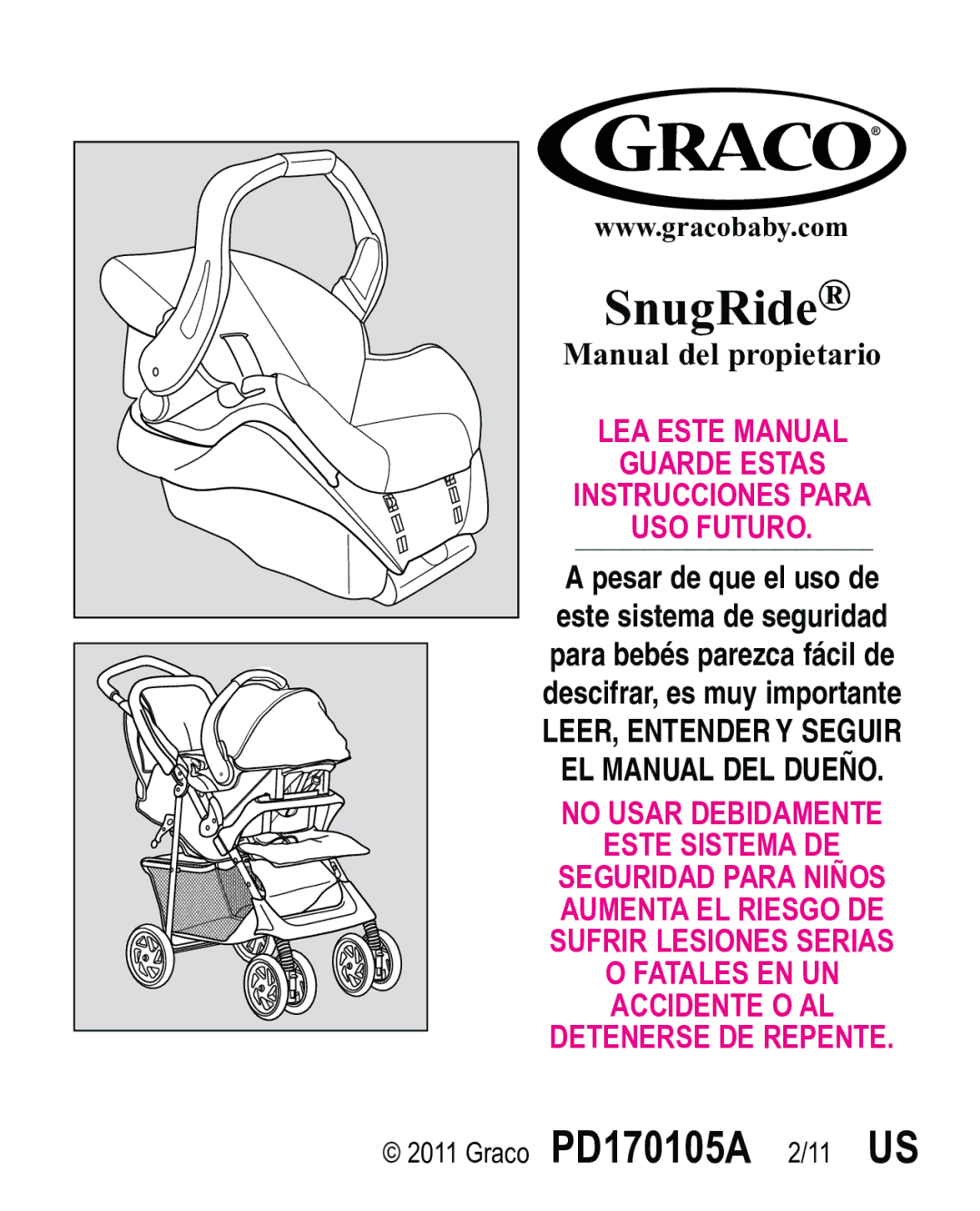 Graco PD170105A manual MDnuDl del propietDrio 