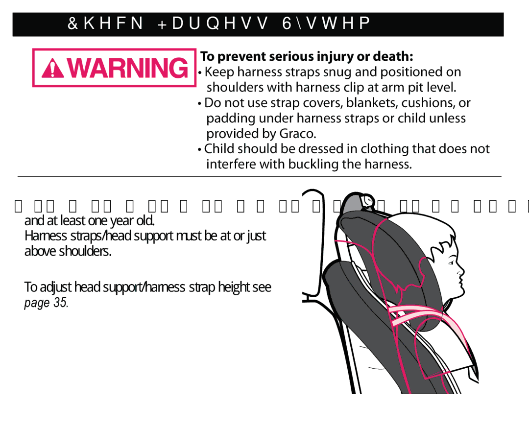 Graco PD171508A &KHFN+DUQHVV6\VWH, To prevent serious injury or death, ‡WrOevPdvvEhwzhhqDqgNj 