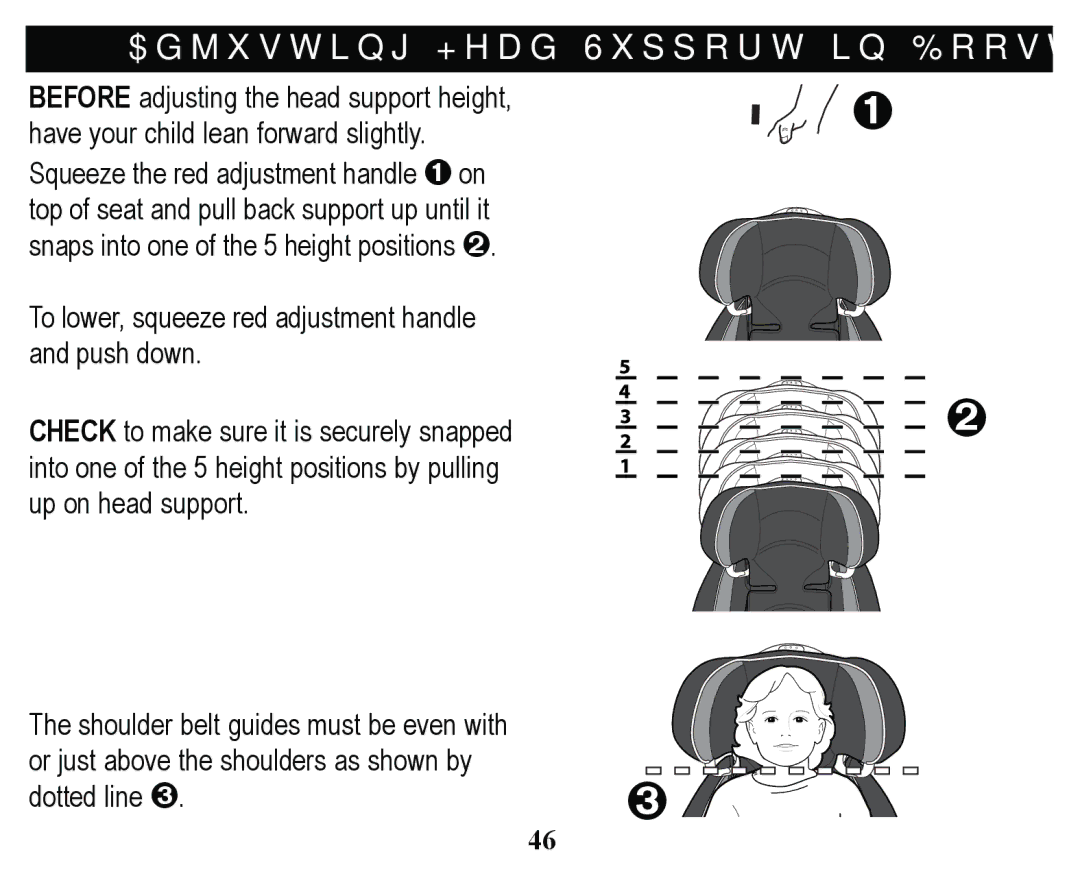 Graco PD171508A manual $GMXVWLQJ+HDG6XSSRUWLQ%RRVWHU0RGH 