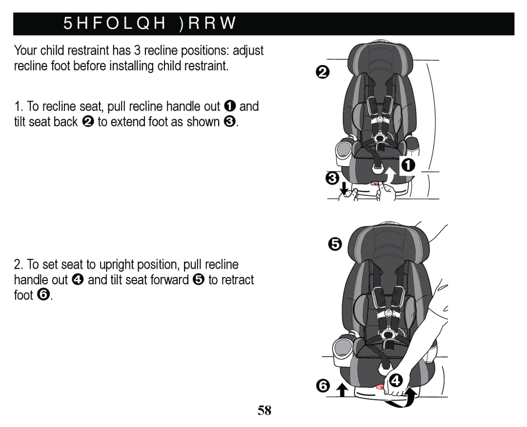 Graco PD171508A manual 5HFOLQHRRW, UhfolqhIrrwEhiruhLqvwdoolqjFklogUhvwudlqw 