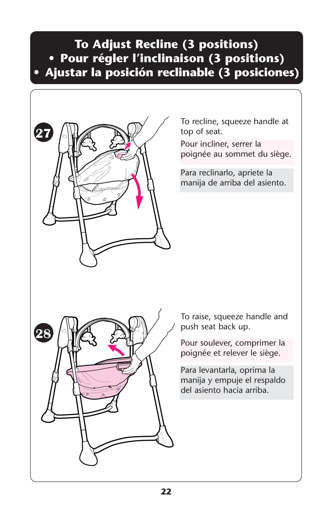 Graco PD171513B owner manual To Adjust Recline 3 positions, Topoof SEAT 