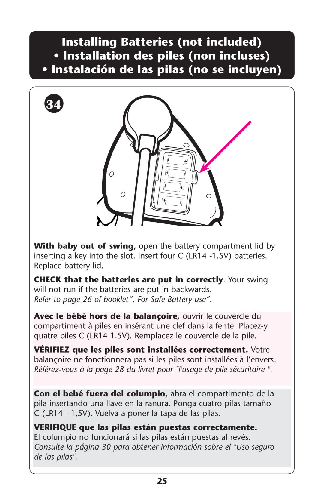 Graco PD171513B owner manual Vérifiez que les piles sont installées correctement Otre 