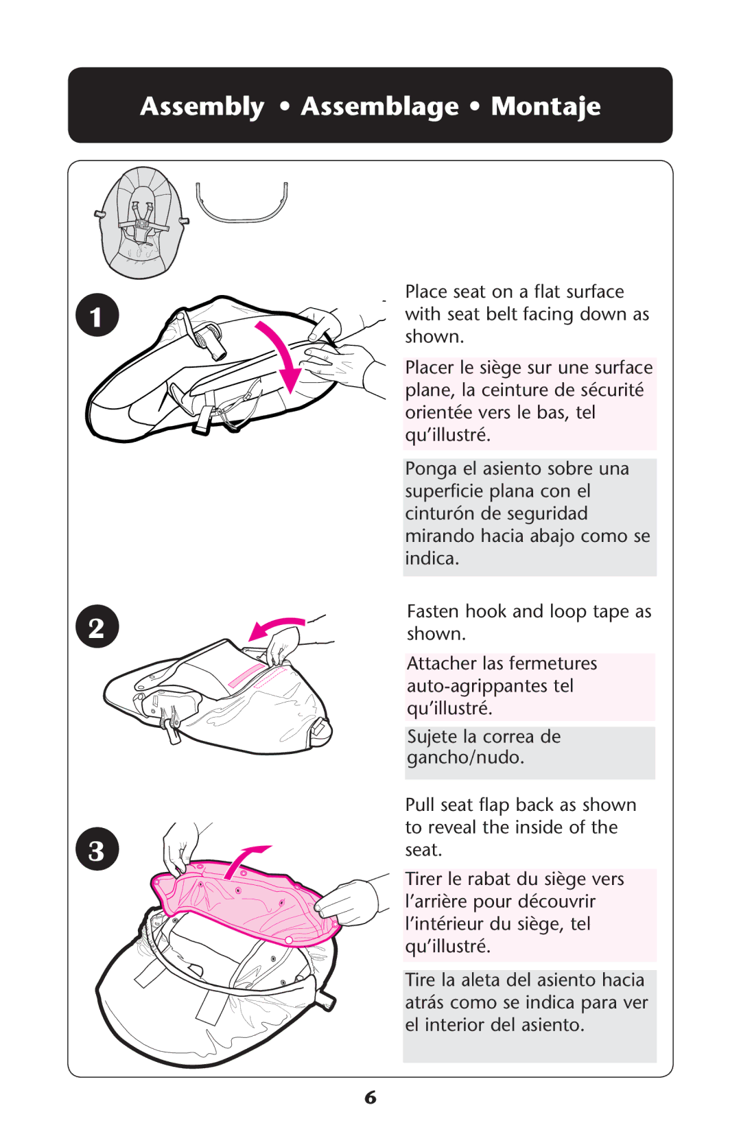 Graco PD171513B owner manual Ssembly ss!SSEMBLAGE ss-ONTAJE, Asten Hook Andnloop Tape AS SHOWN 