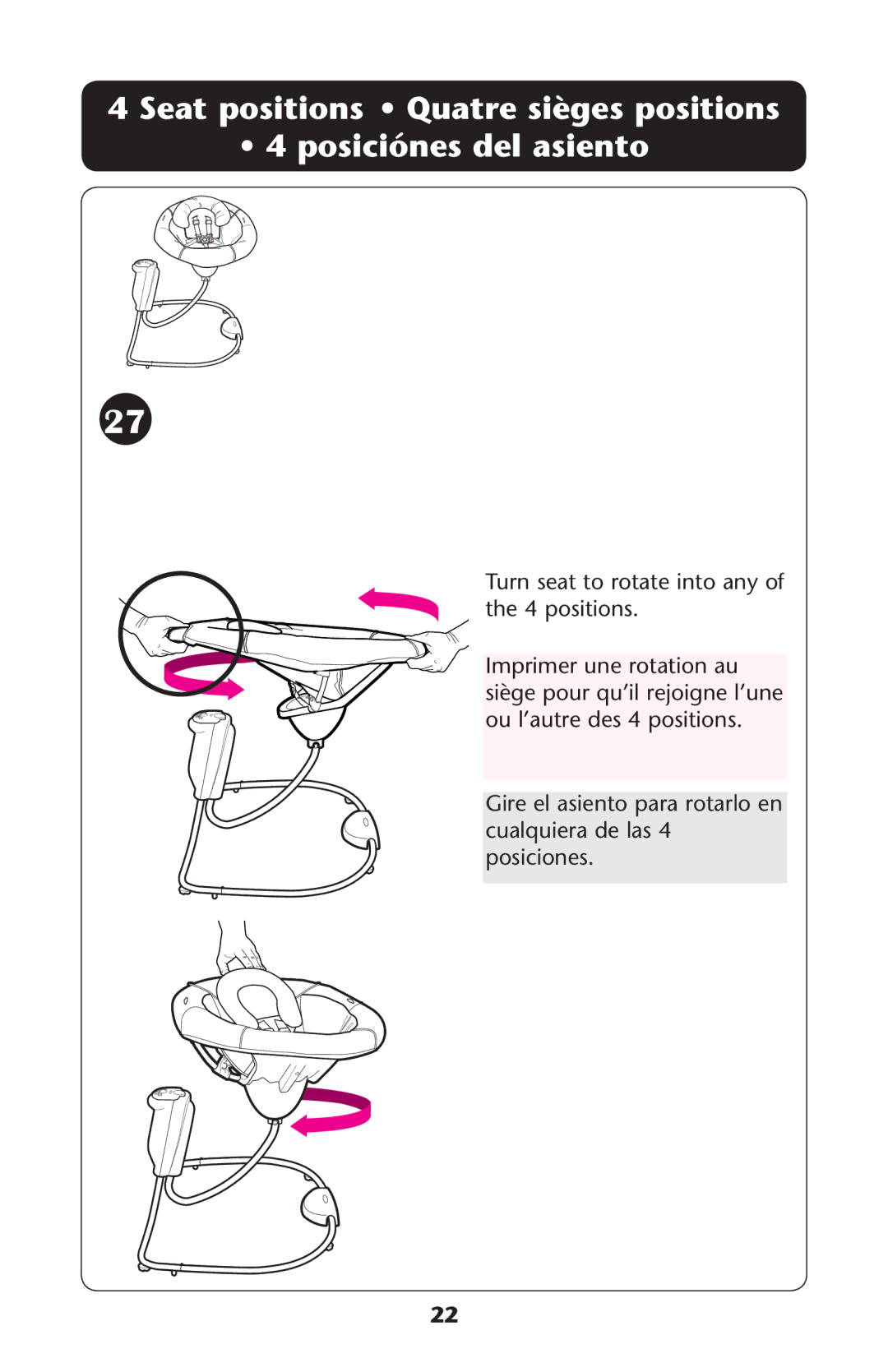 Graco PD172427C 11/11 owner manual SsPOSICIØNES Deleasiento 