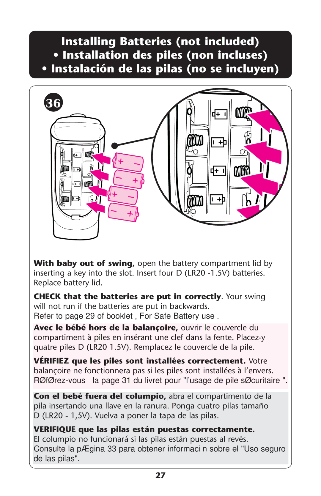 Graco PD172427C 11/11 owner manual Avec le bébé hors de la balançoire, ouvrir le couvercle du 