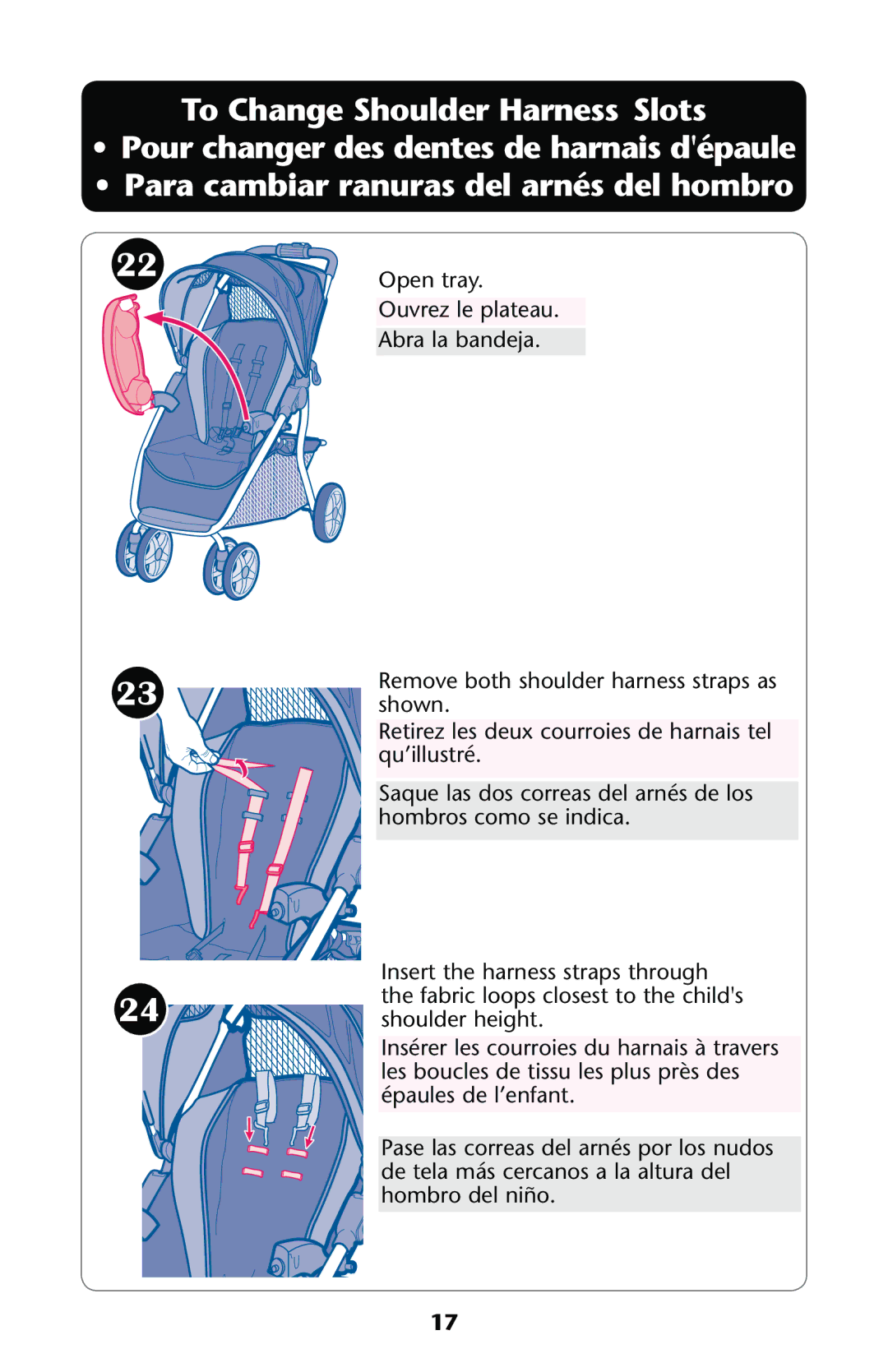 Graco PD175306C owner manual To Change Shoulder Harness Slots 