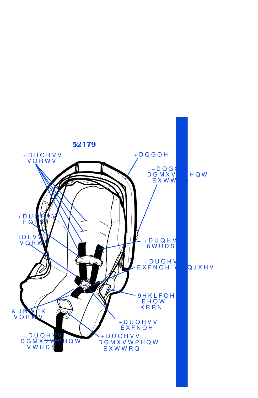 Graco PD175306C owner manual 52179, +DUQHVV Vorwv Fols DLVW Urwfk, Vwuds, +DQGOH Dgmxvwphqw Exwwrq 