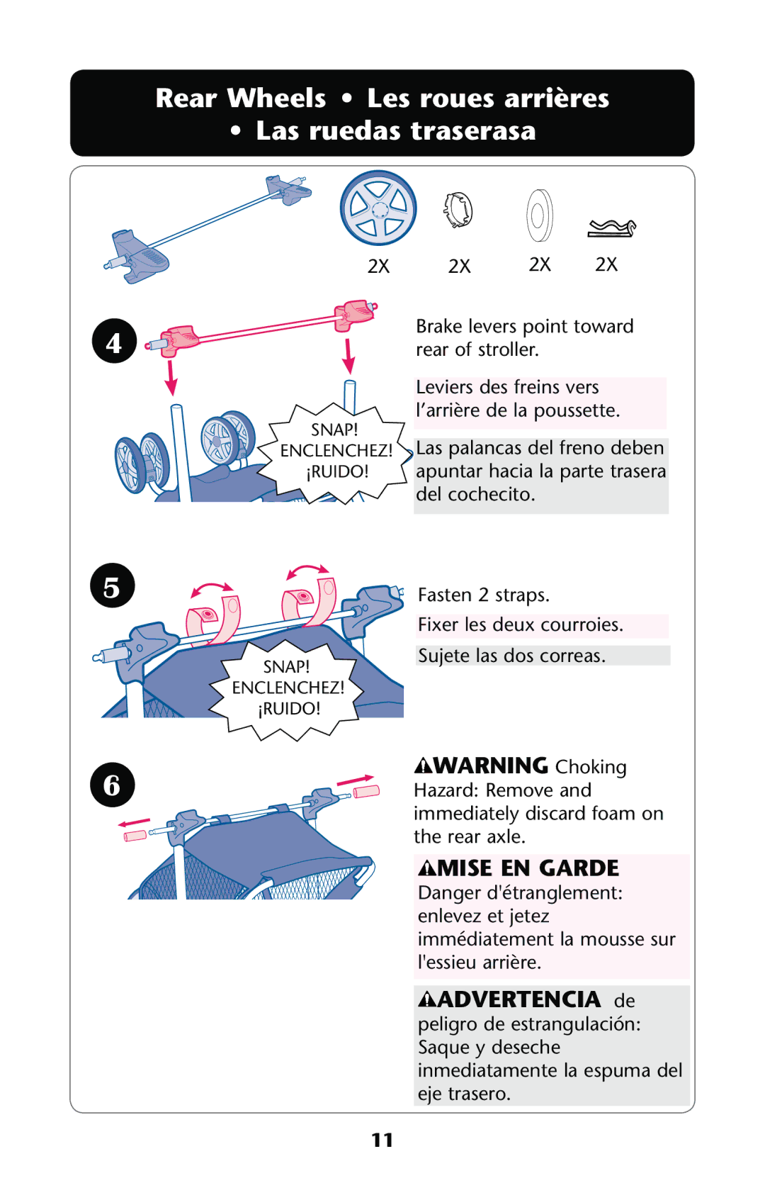 Graco PD175306C owner manual 2EAR 7HEELS ss ,ESEROUESUARRIÒRES Ss ,ASARUEDAS Traserasa, Mise EN Garde 