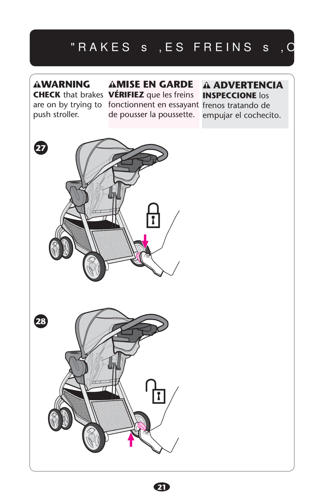 Graco PD178010B manual Rakes ss ,ESEFREINS ss ,OSOFRENOS, Inspeccione los 