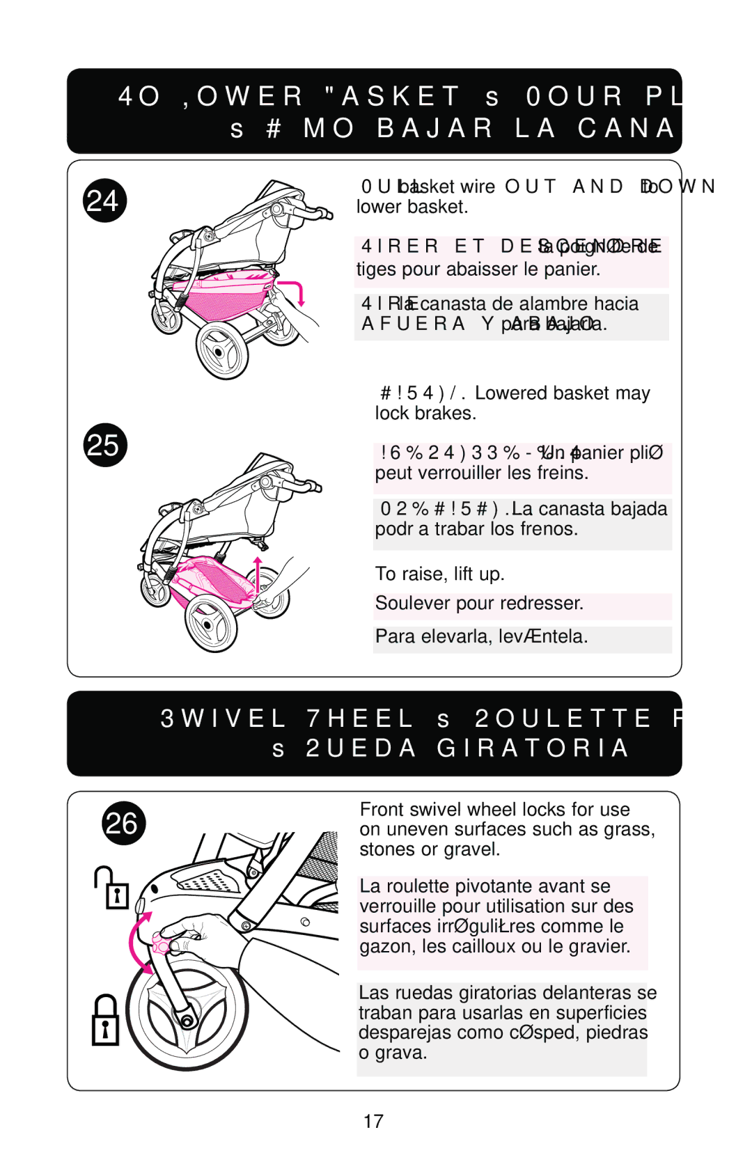 Graco PD178040A owner manual 3WIVEL 7HEELE ss 2OULETTE Pivotantet ss2UEDAEGIRATORIA 