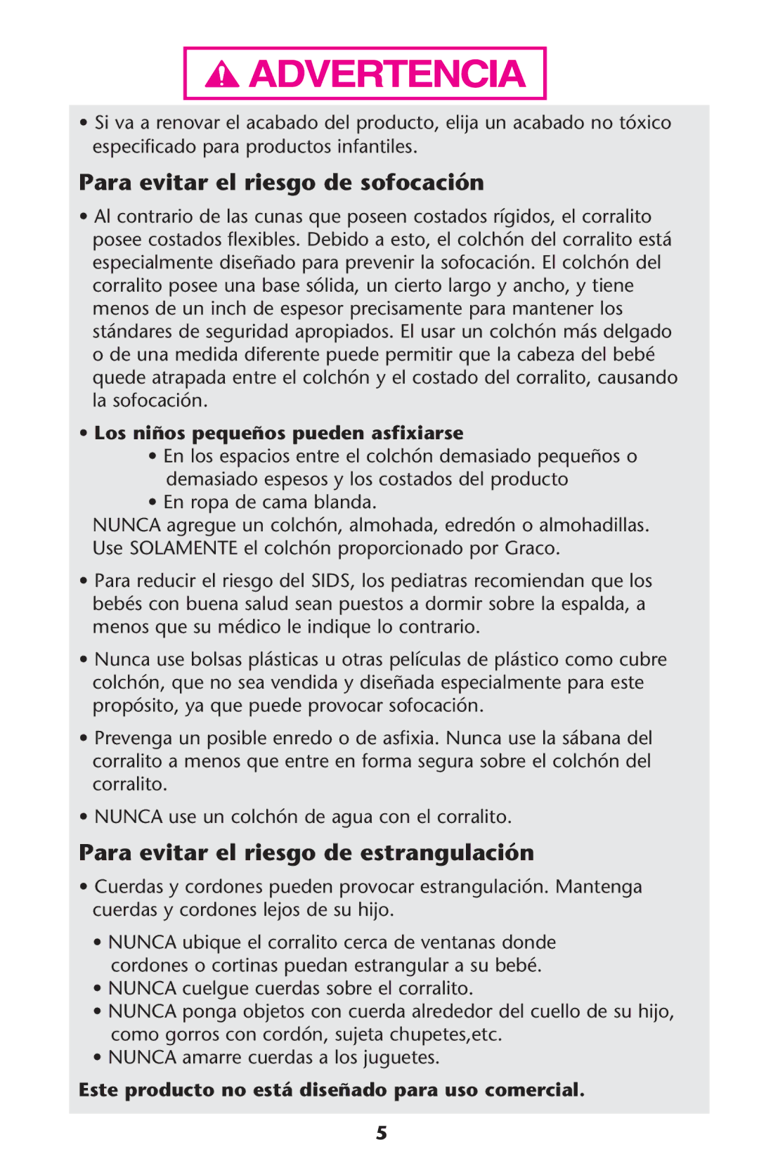 Graco PD178207A manual Para evitar el riesgo de sofocación 