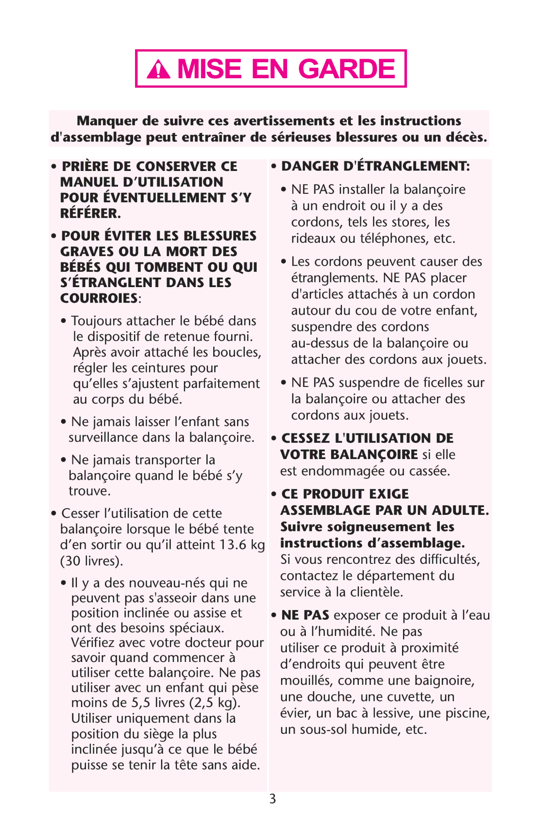 Graco LX Manuel D’UTILISATION Pour Éventuellement S’Y Référer, Jamais Transporterpla Balan Oire Quandale Bïbï SY TROUVE 