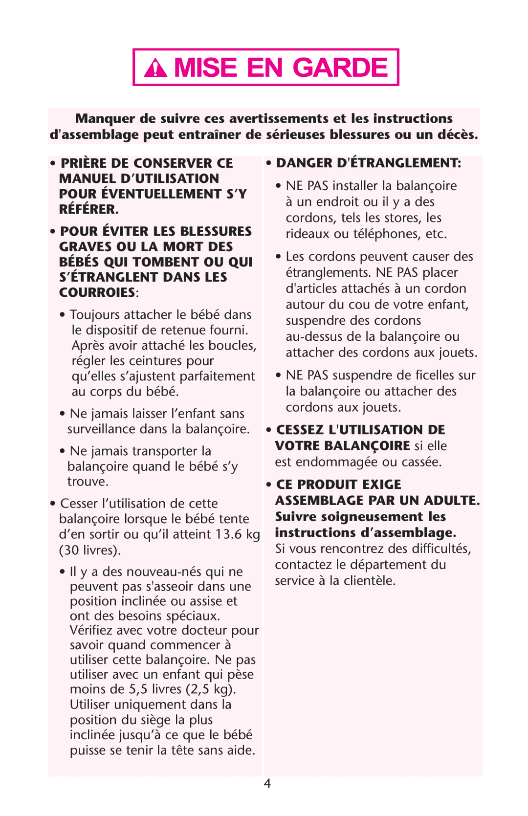 Graco PD181129A owner manual Manuel D’UTILISATION Pour Éventuellement S’Y Référer 