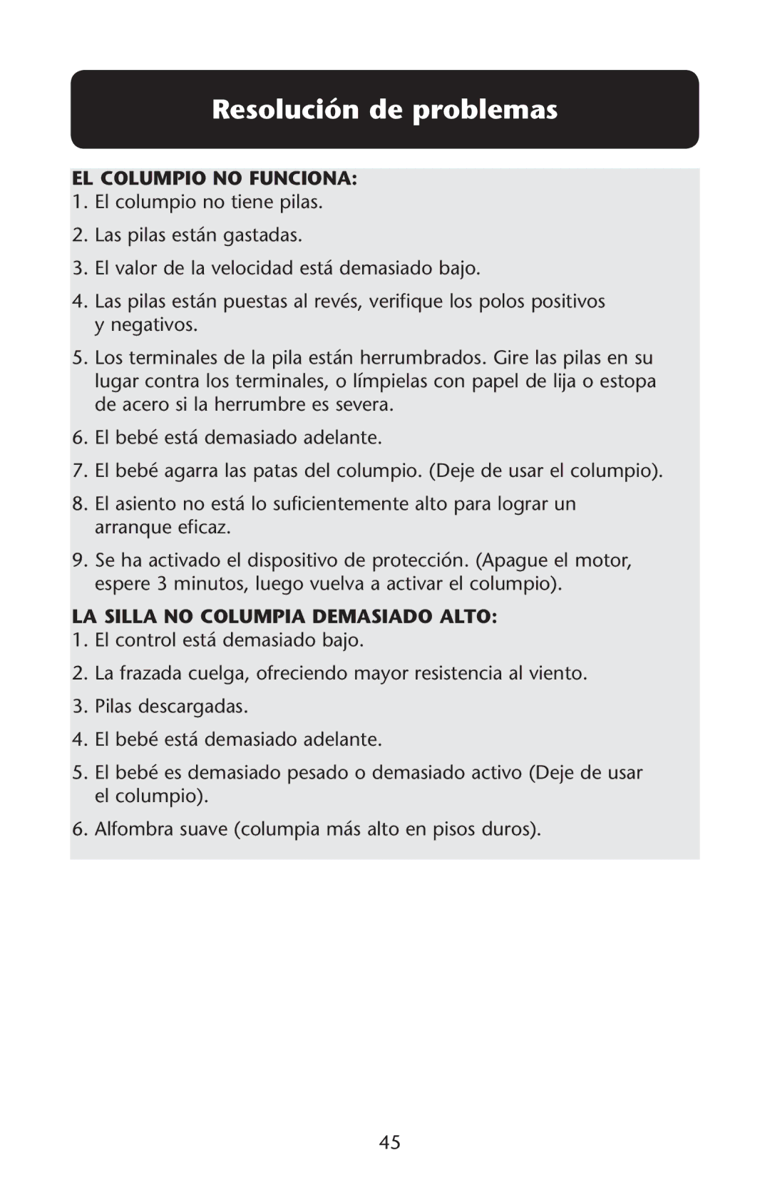 Graco PD181129A owner manual 2ESOLUCIØN DE Problemas,  %L Bebï Esté DEMASIADOSADELANTE 