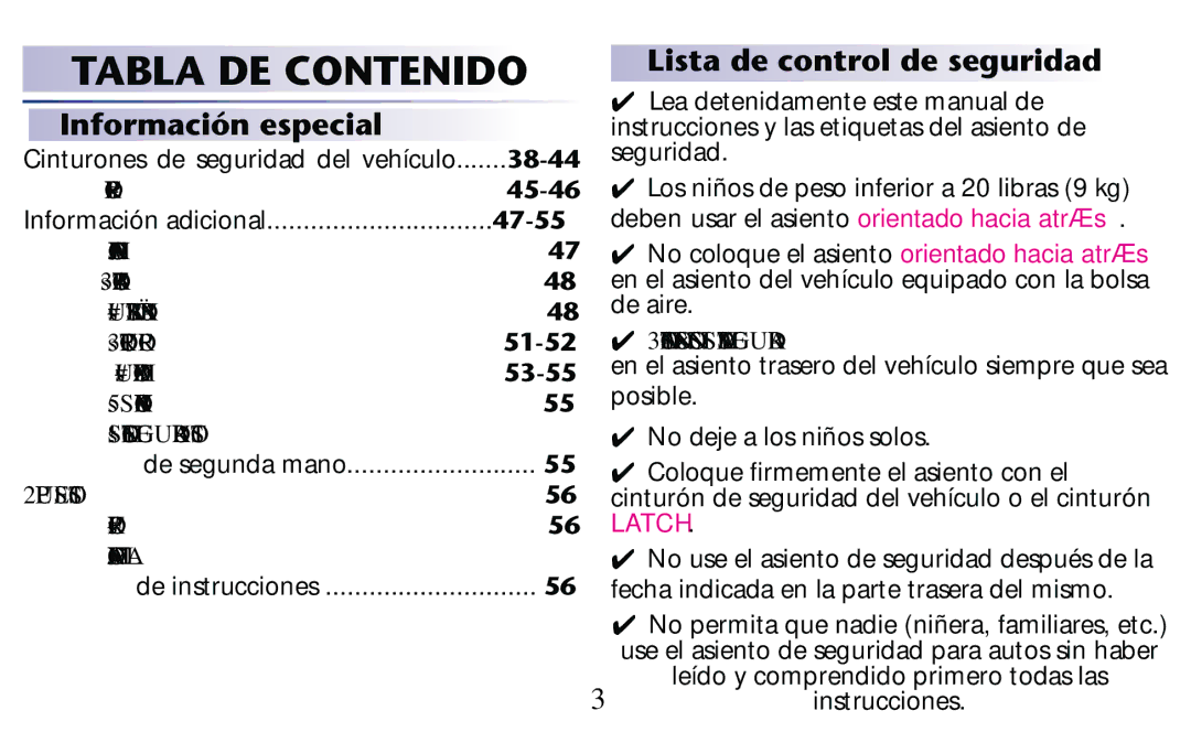 Graco PD182092A owner manual Información especial 