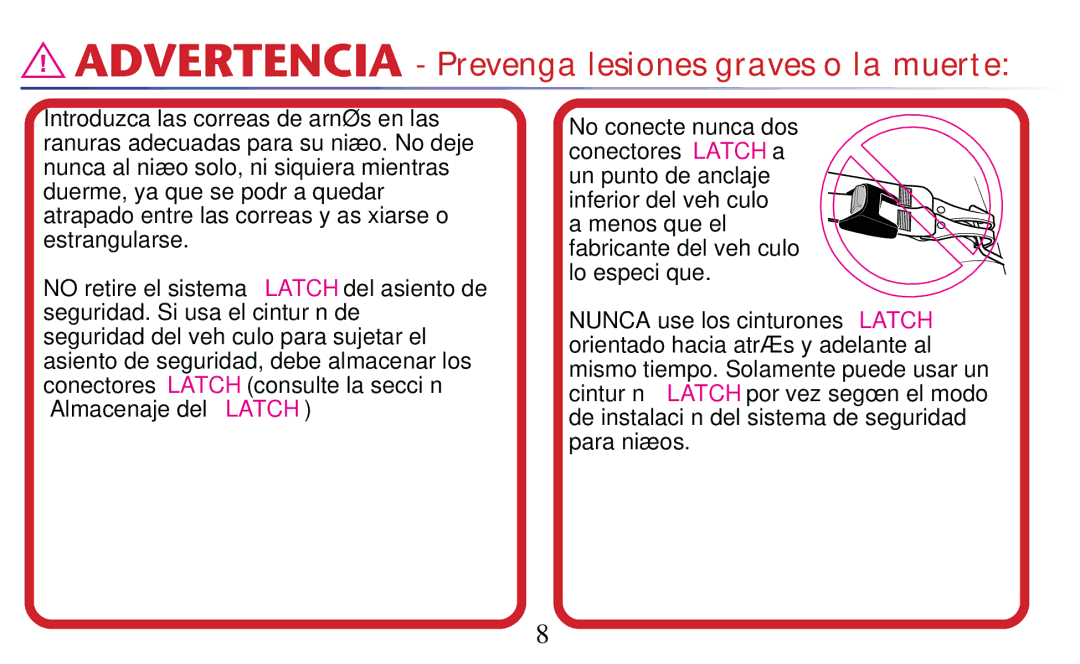 Graco PD182092A owner manual Advertencia Prevenga lesiones graves o la muerte 