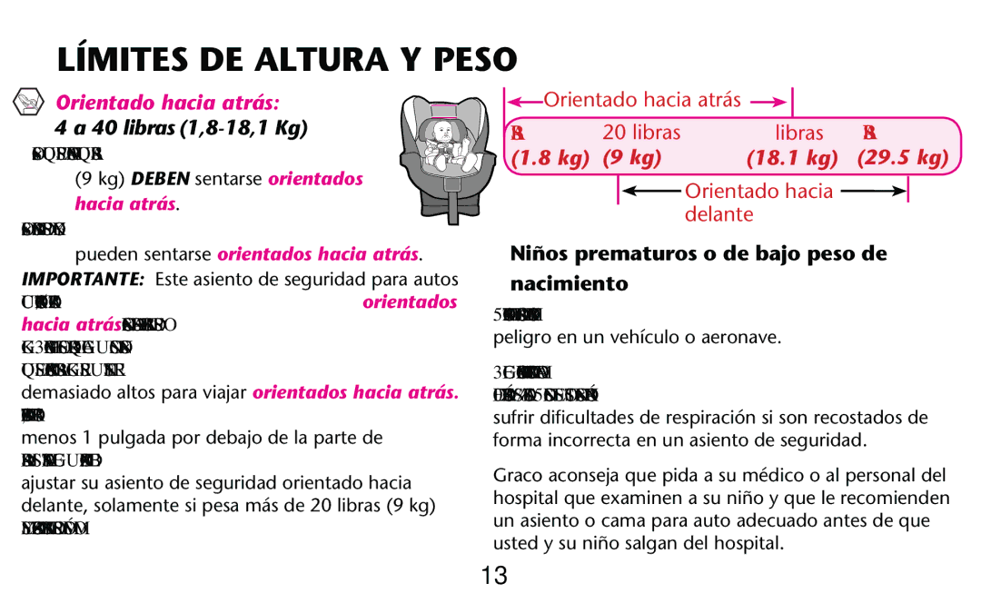 Graco PD182092A owner manual Límites DE Altura Y Peso 