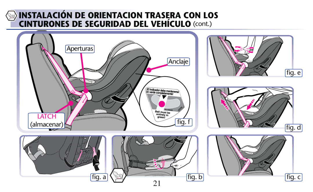 Graco PD182092A owner manual Instalación DE Orientacion Trasera CON LOS 