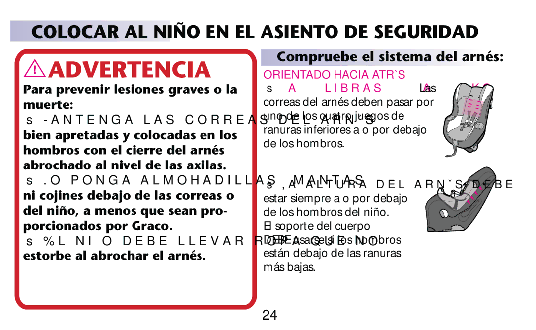 Graco PD182092A owner manual Colocar AL Niño EN EL Asiento DE Seguridad 