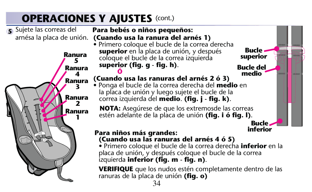 Graco PD182092A owner manual Ranura Para bebés o niños pequeños 