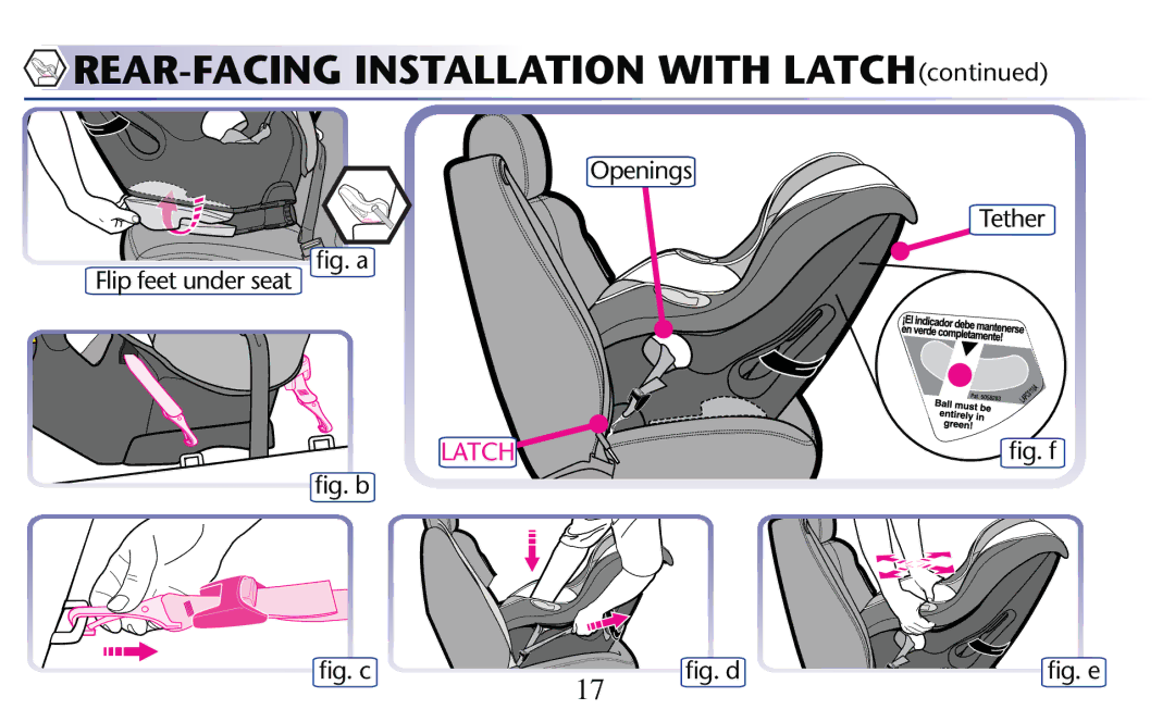 Graco PD182092A owner manual REAR-FACING Installation with LATCH, 4ETHER 