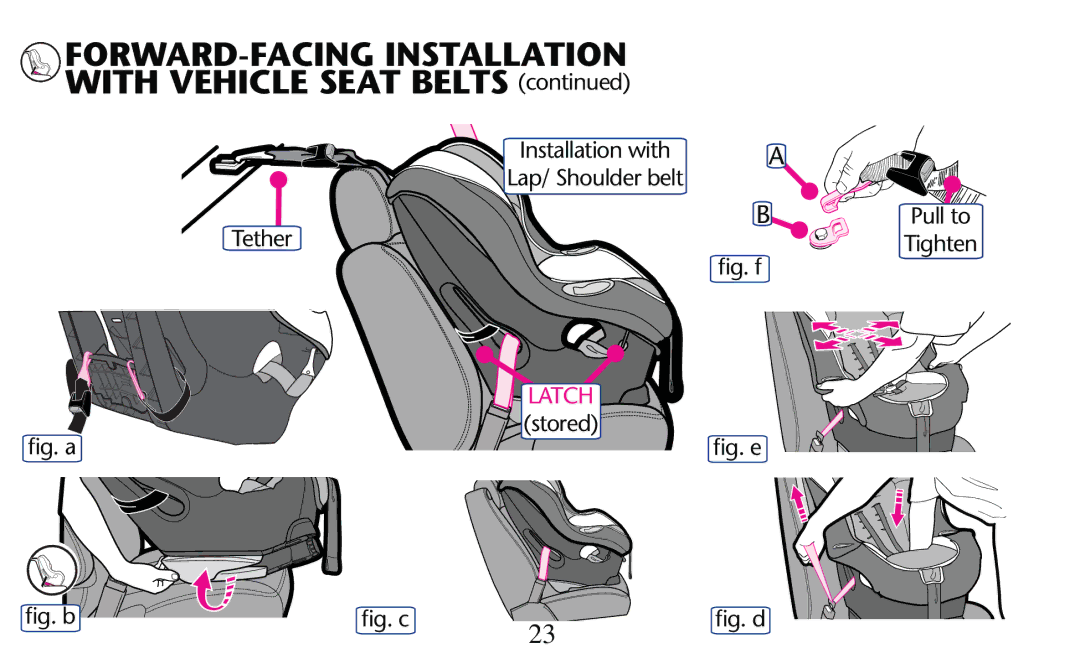 Graco PD182092A owner manual FORWARD-FACING Installation With Vehicle Seat Belts , Stored 