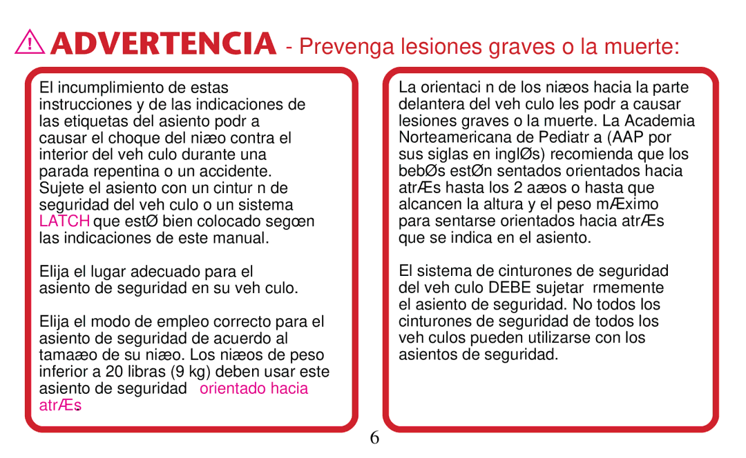 Graco PD182092A owner manual Advertencia Prevenga lesiones graves o la muerte 