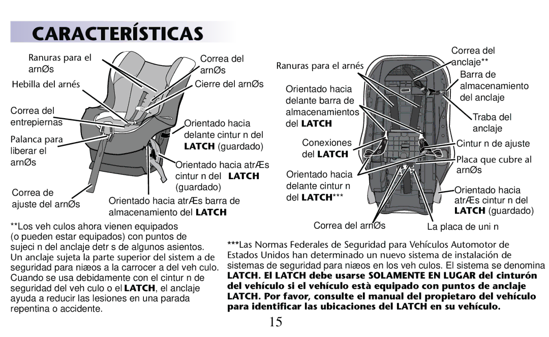 Graco PD182092A owner manual Características, Ebillaidellarnïs 