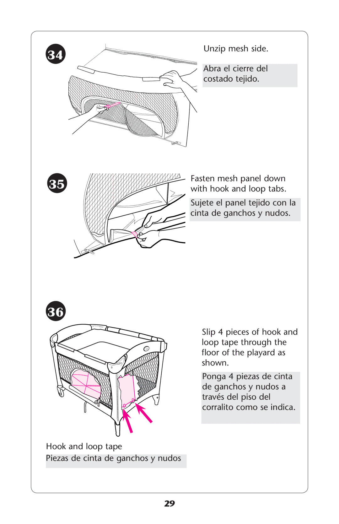 Graco PD187207A 9/11 owner manual OOK Andnloop Tape, 5NZIPZMESH SIDE 