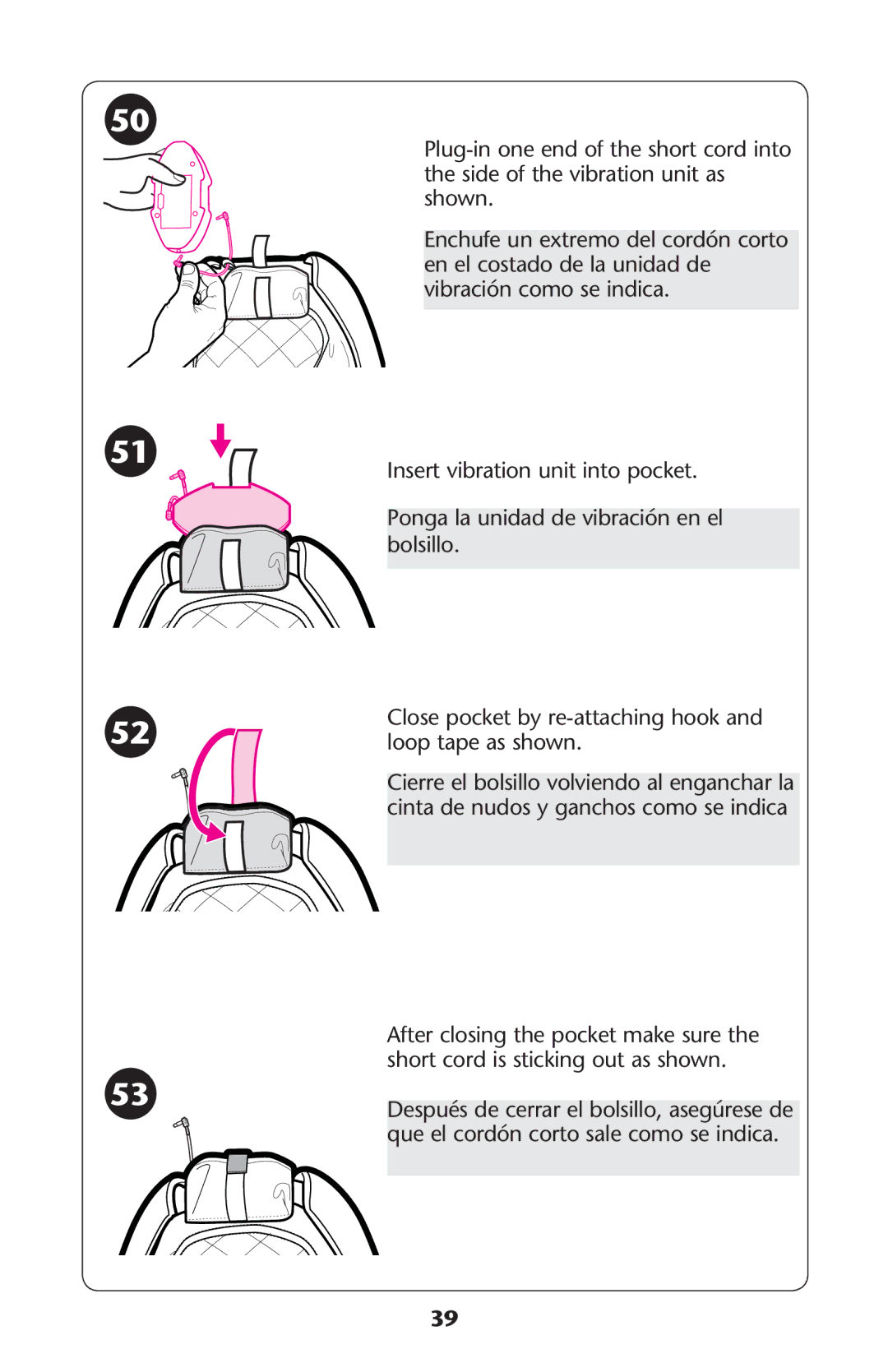 Graco PD187207A 9/11 owner manual #LOSEOPOCKET by Reattaching Hook and Loop Tape AS SHOWN 