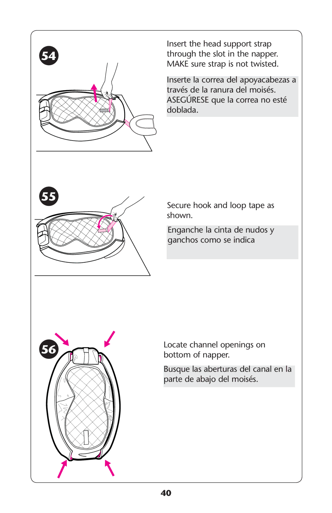 Graco PD187207A 9/11 owner manual 3ECURE Hook Andnloop Tape AS SHOWN, Ocate Channelnopenings on Bottom of NAPPER 