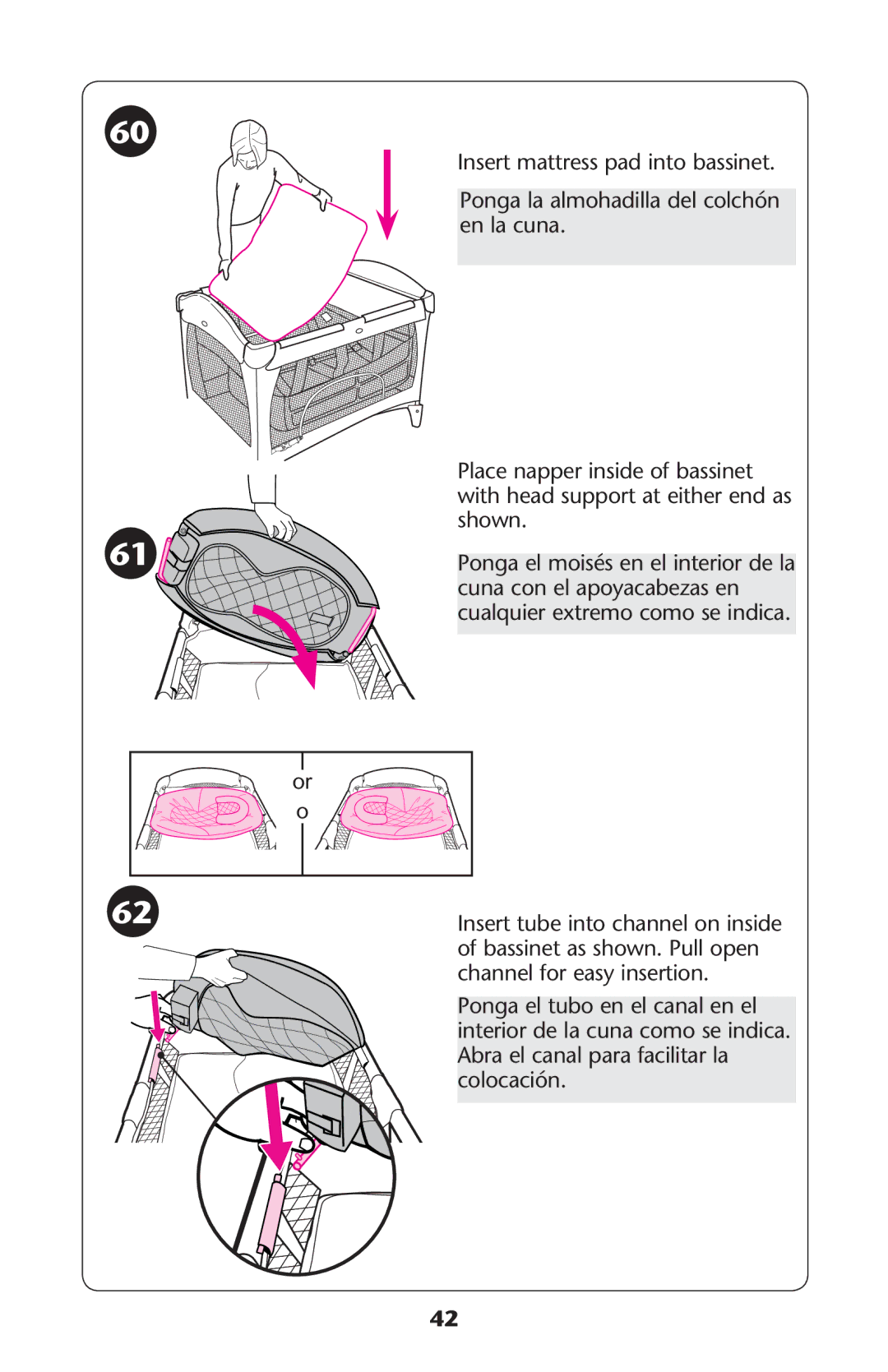 Graco PD187207A 9/11 owner manual Nsert Mattress Padainto BASSINET 