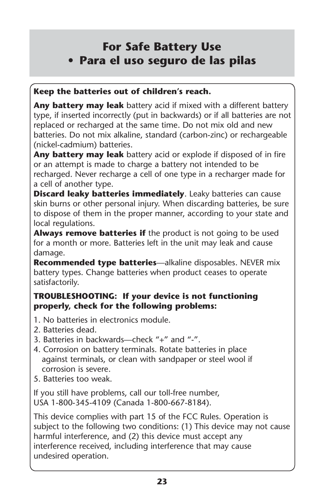 Graco PD187207A 9/11 For Safe Battery Use ss 0ARA EL USOSSEGURO DE LASAPILAS, Keep the batteries out of children’s reach 