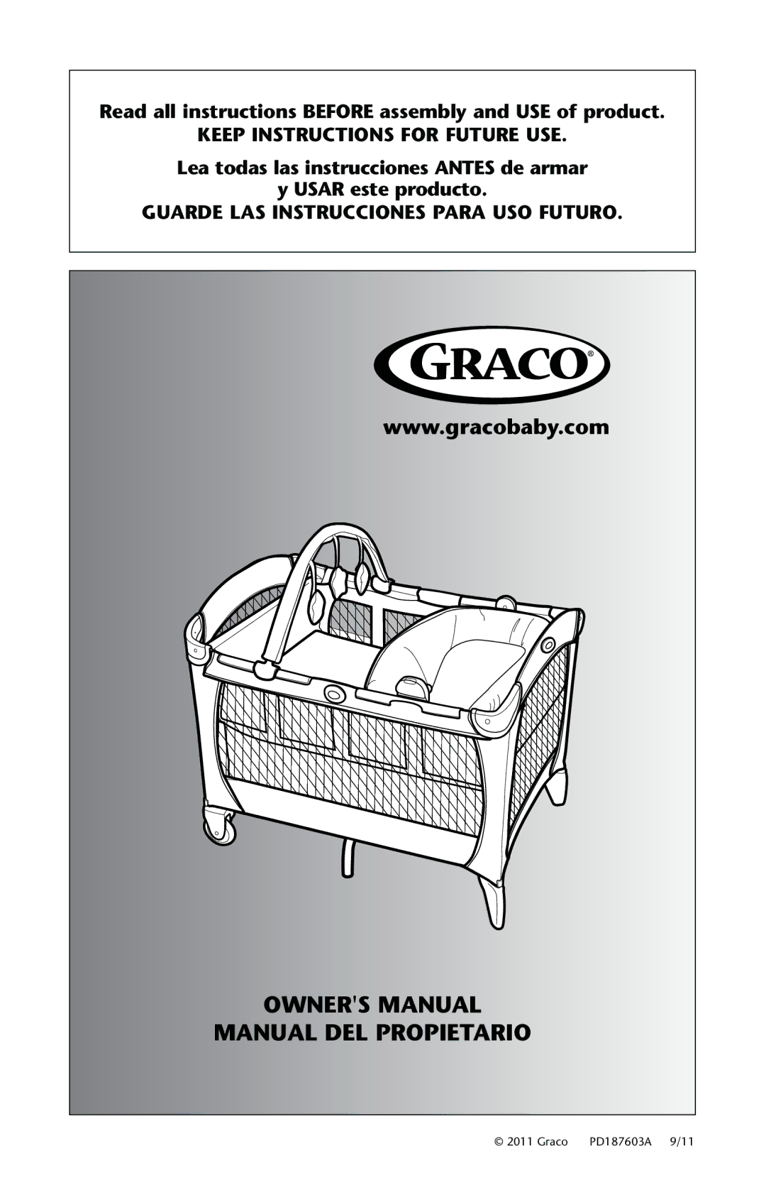 Graco PD187603A owner manual Manual DEL Propietario 