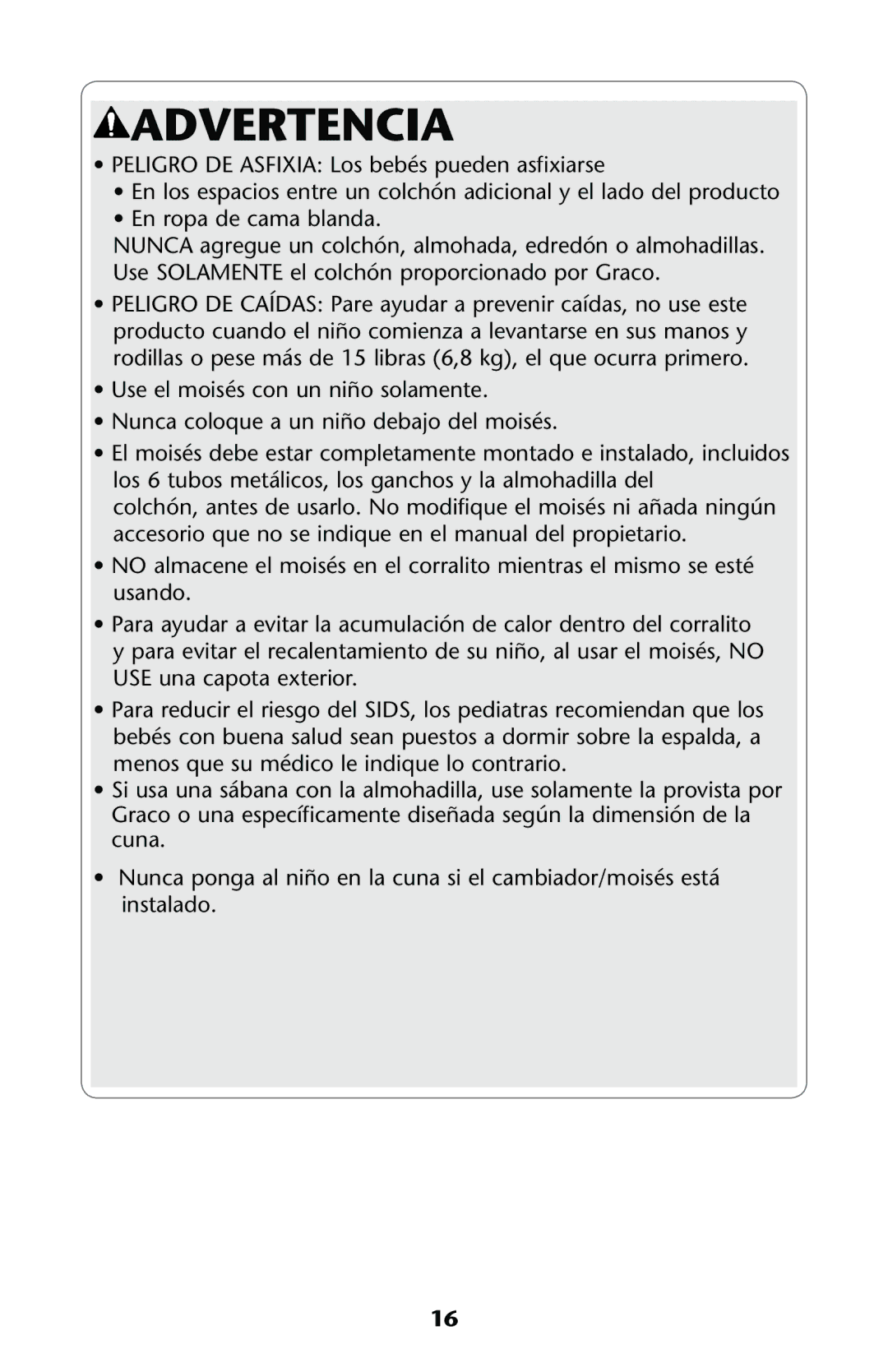 Graco PD187603A owner manual Advertencia 