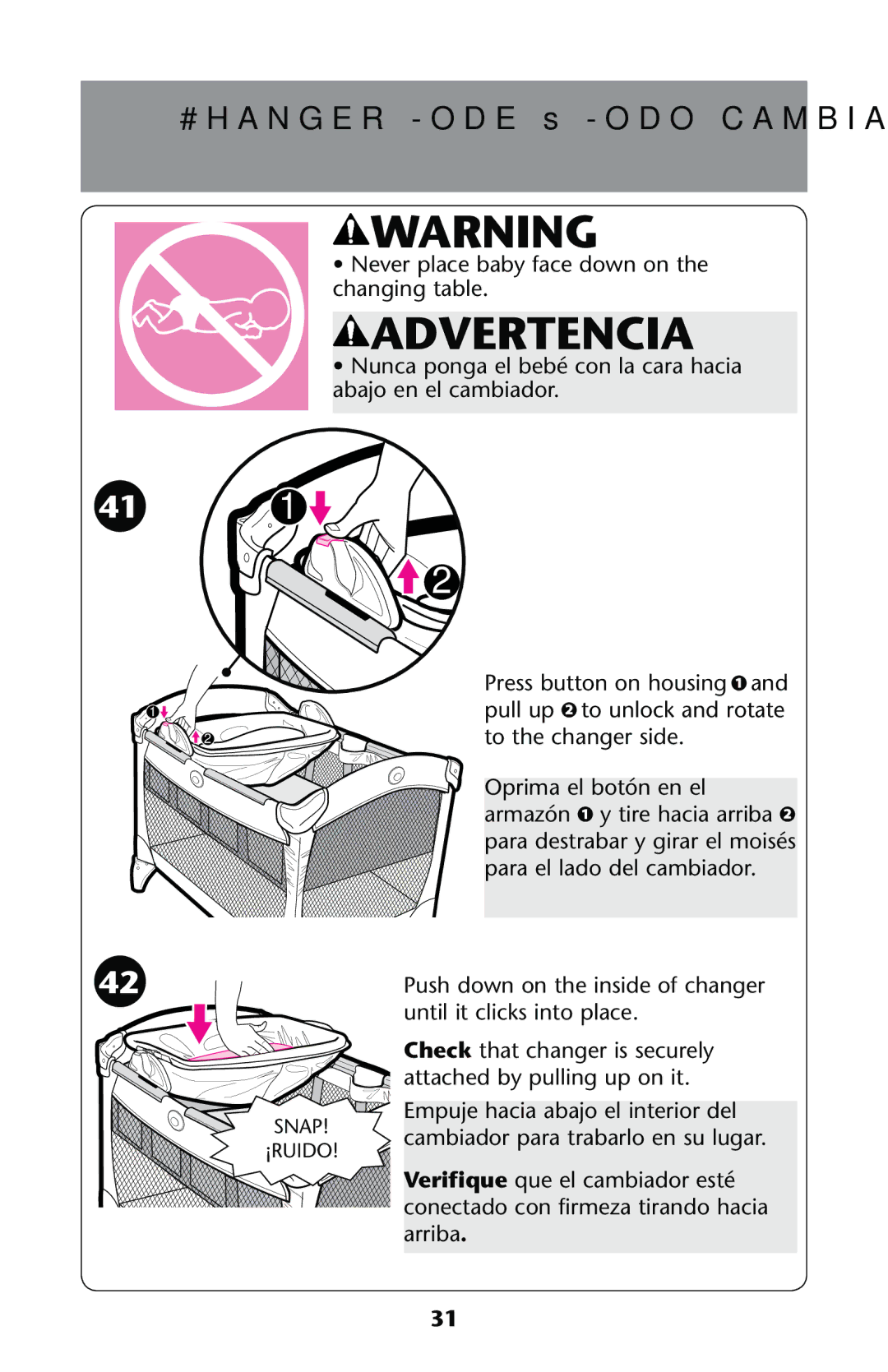 Graco PD187603A owner manual #HANGERN-ODE ss-ODO Cambiador 