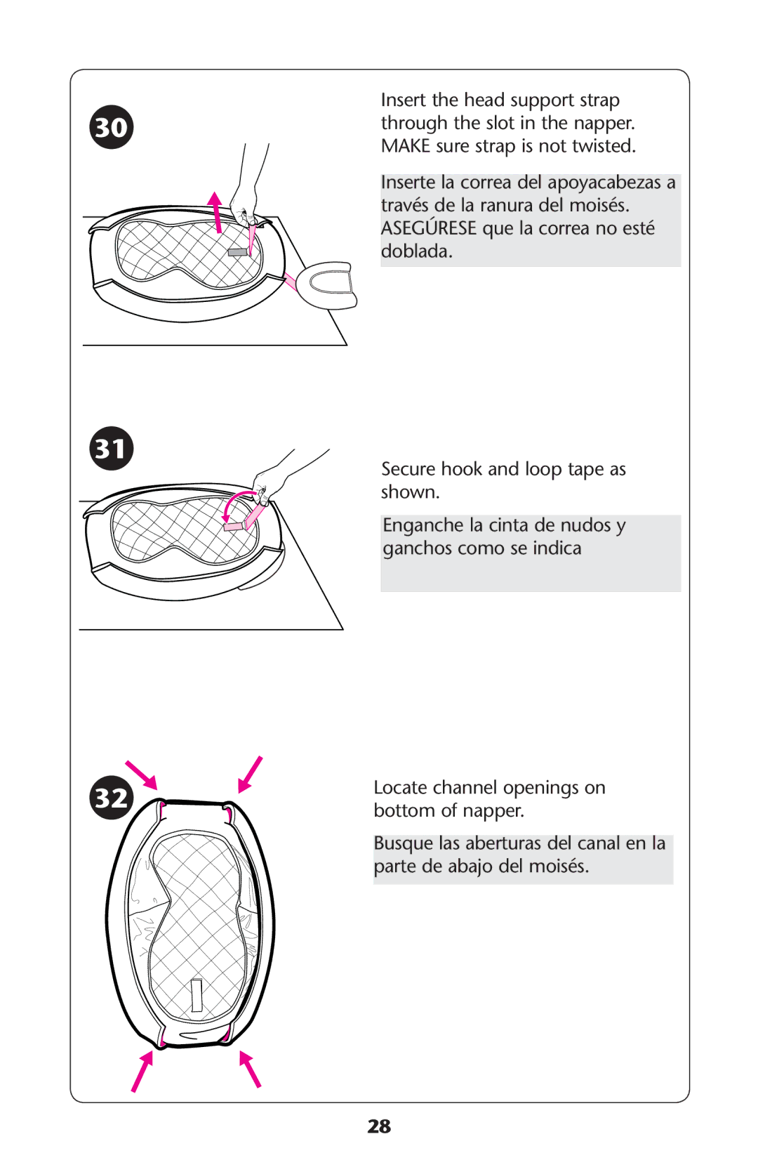 Graco PD187711B owner manual 3ECURE Hook Andnloop Tape AS SHOWN, Ocate Channelnopenings on Bottom of NAPPER 