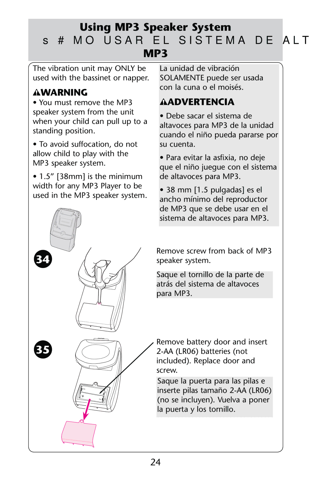 Graco PD189307A owner manual Ss9OU Must Remove THEH-00, 2EMOVE Screwrfrom Back of -00 SPEAKERASYSTEM 