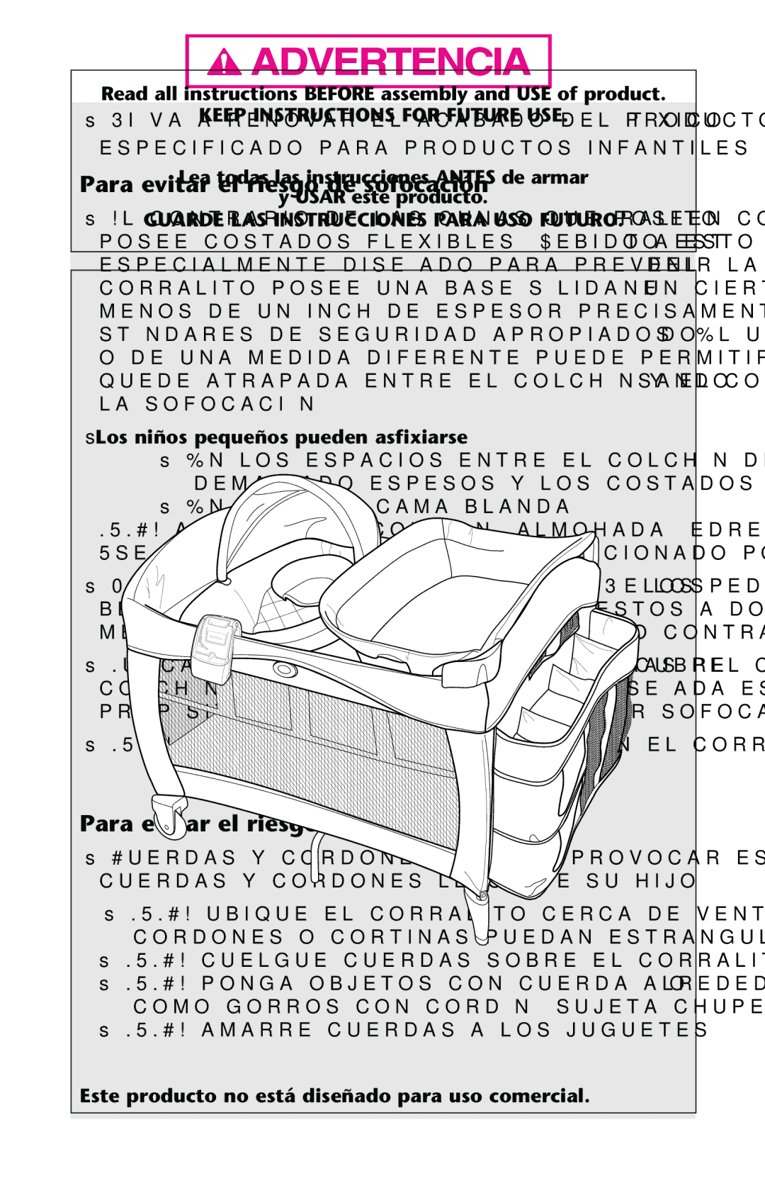 Graco PD189307A owner manual N Ropa DE Cama BLANDA, Ss.5.#!.USESUN Colchøncde Agua Conoel CORRALITO 