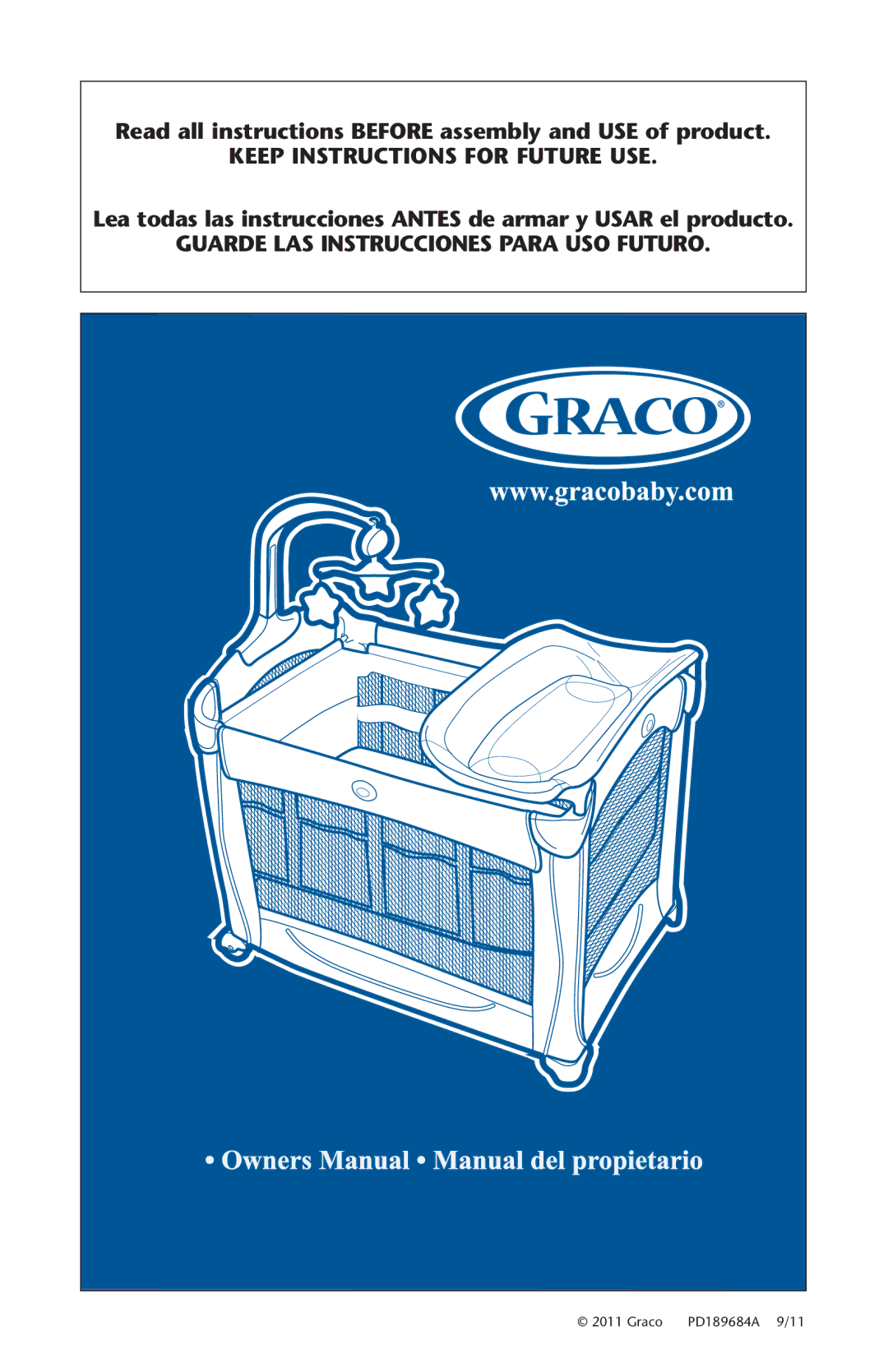 Graco PD189684A manual Keep Instructions for Future USE 